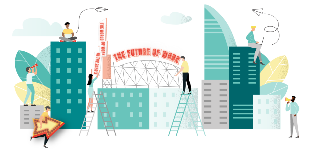 illustration with banner the future of work