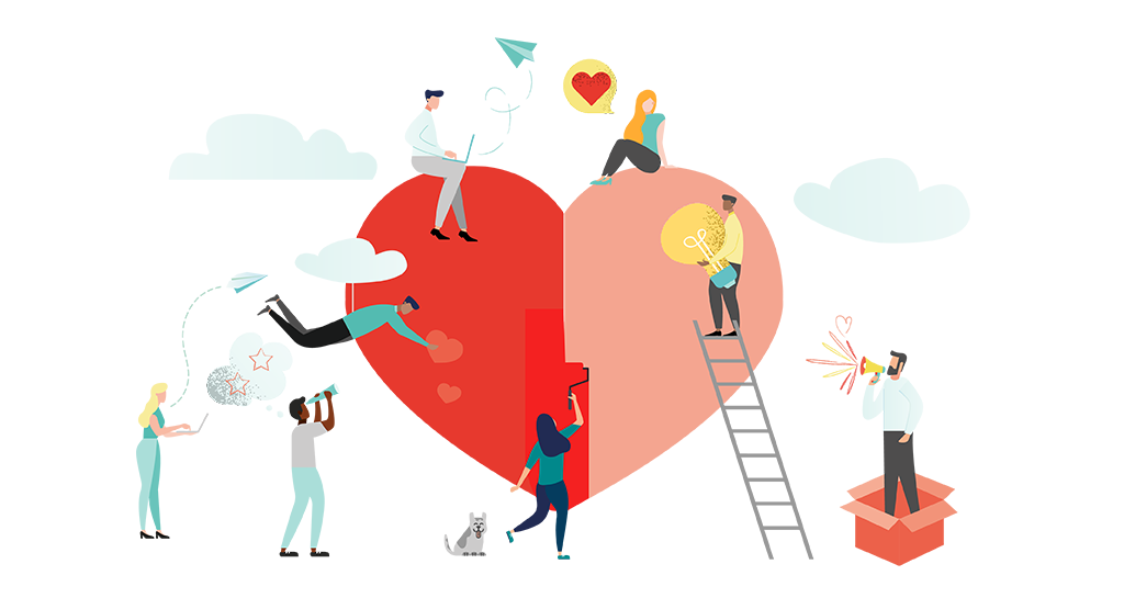 illustration of people around a heart