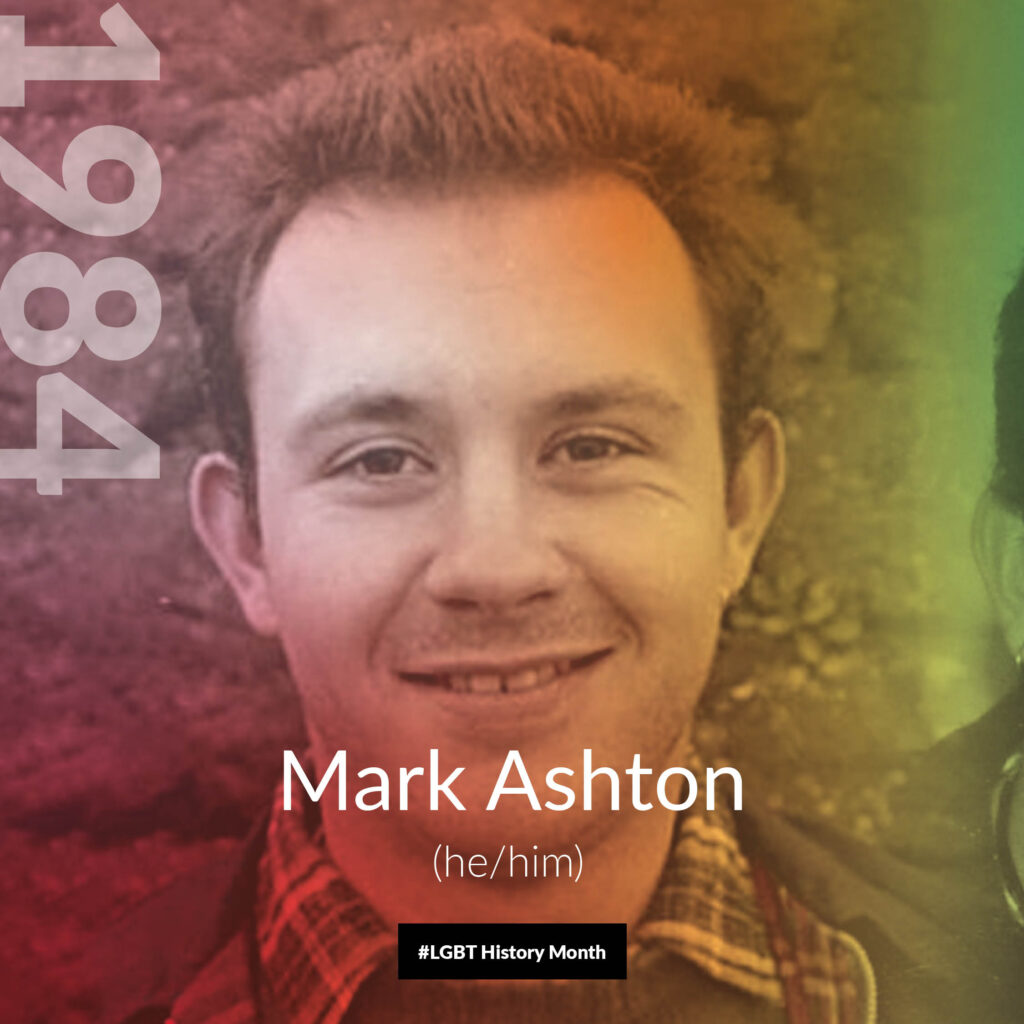 Close up Image of Mark Ashton smiling for NKD LGBT History Month Campaign