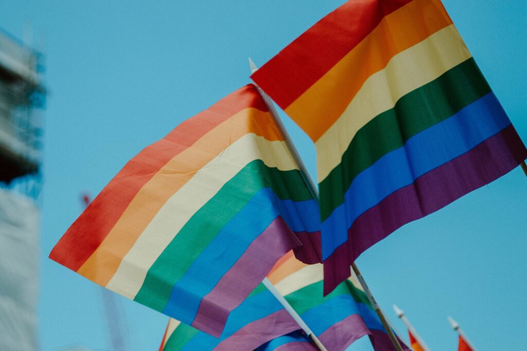 Picture of multiple LGBT Pride flags