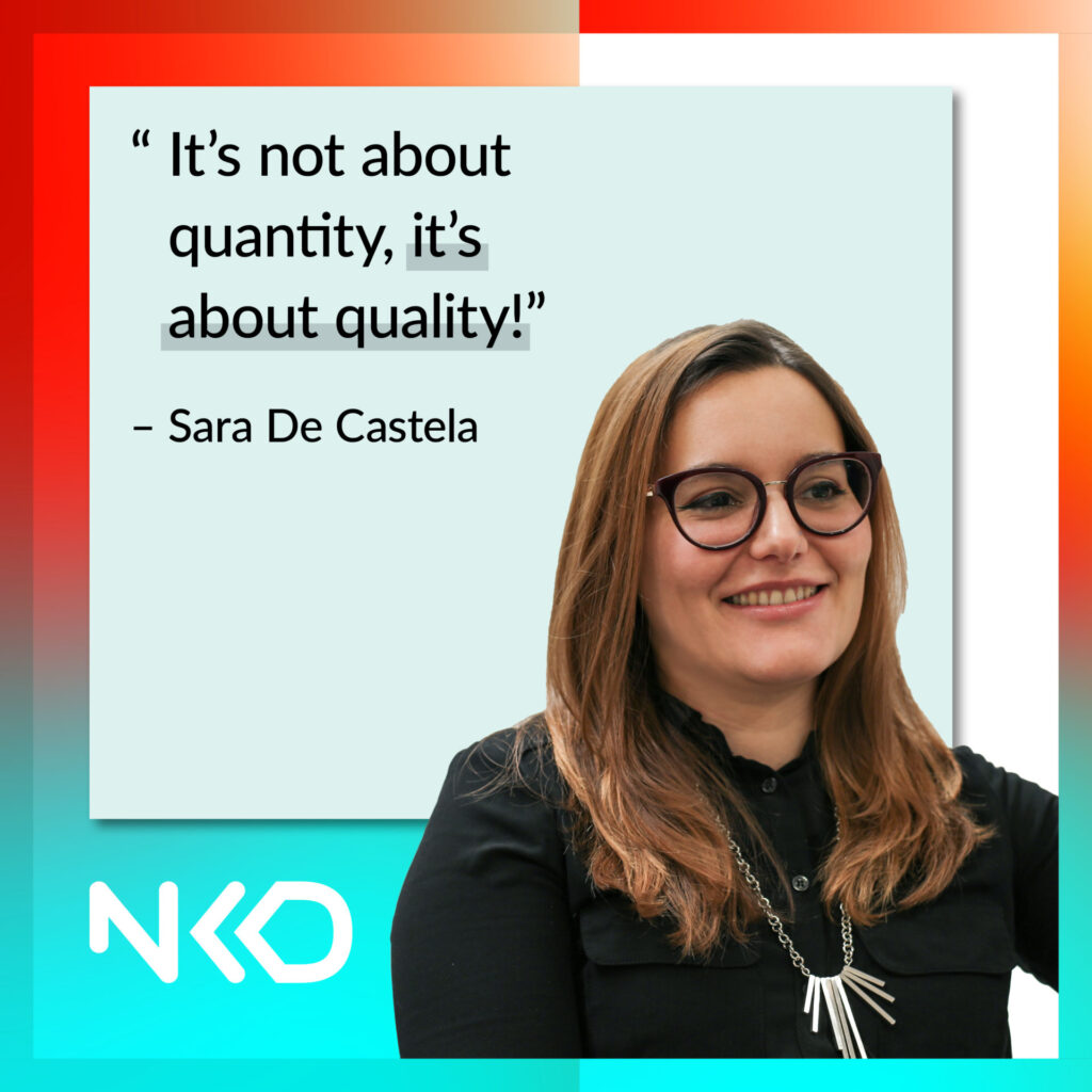 image of Sara de castle saying : it s not about quantity, it s about quality