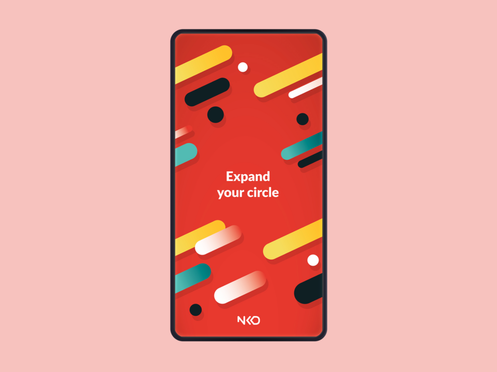 Phone with 'Expand your circle' written on red graphic background for DEI  e-learning modules