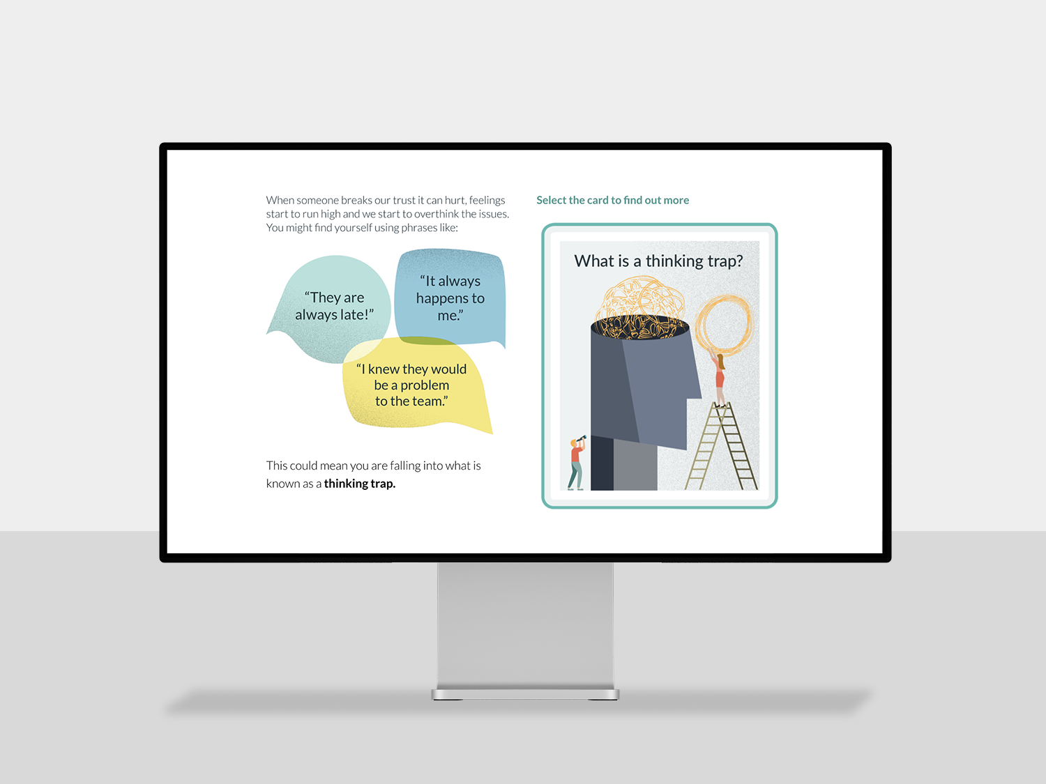 A desktop showing the 'Thinking Trap' framework