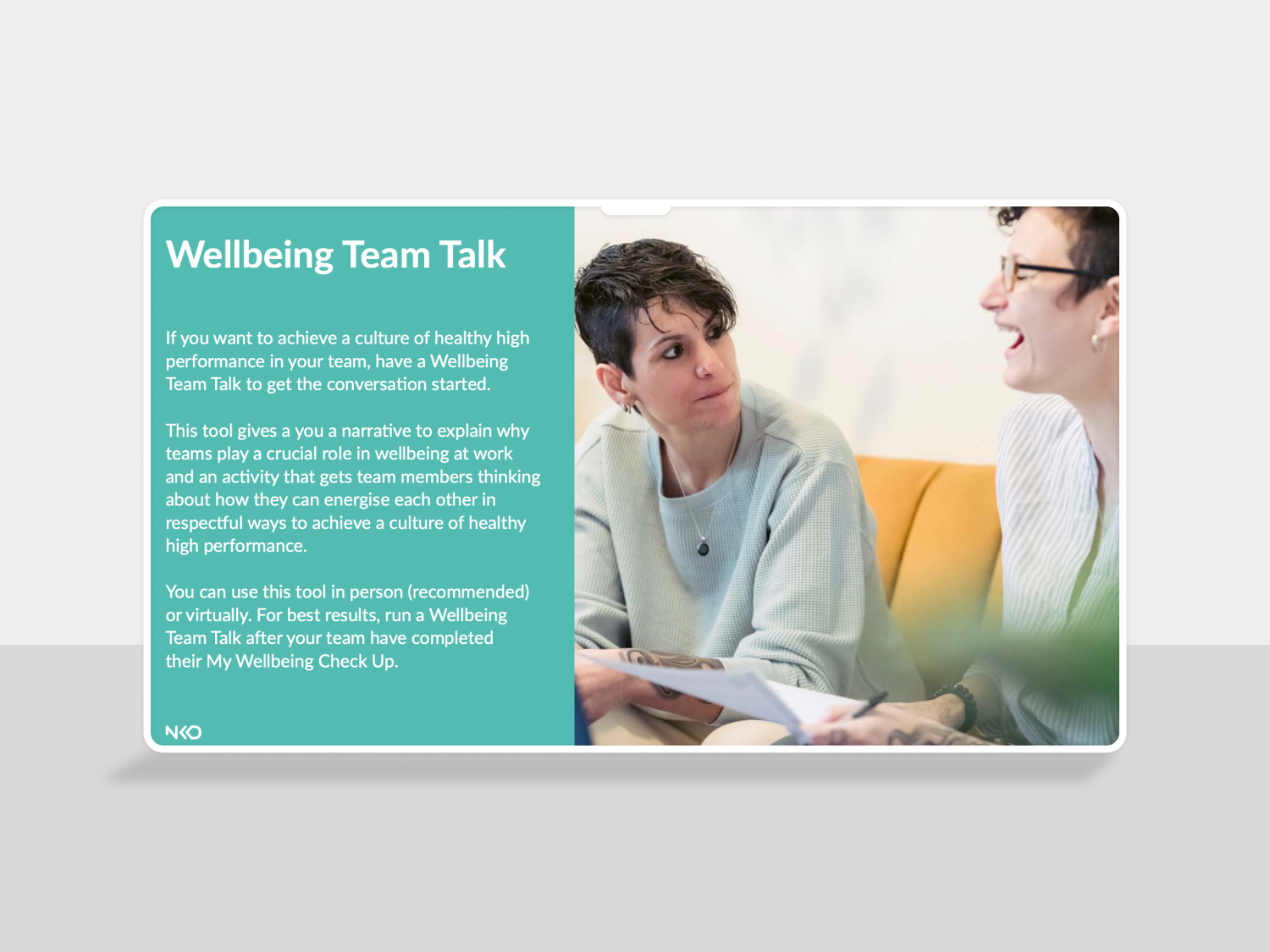 A Wellbeing Team Talk section of a toolkit