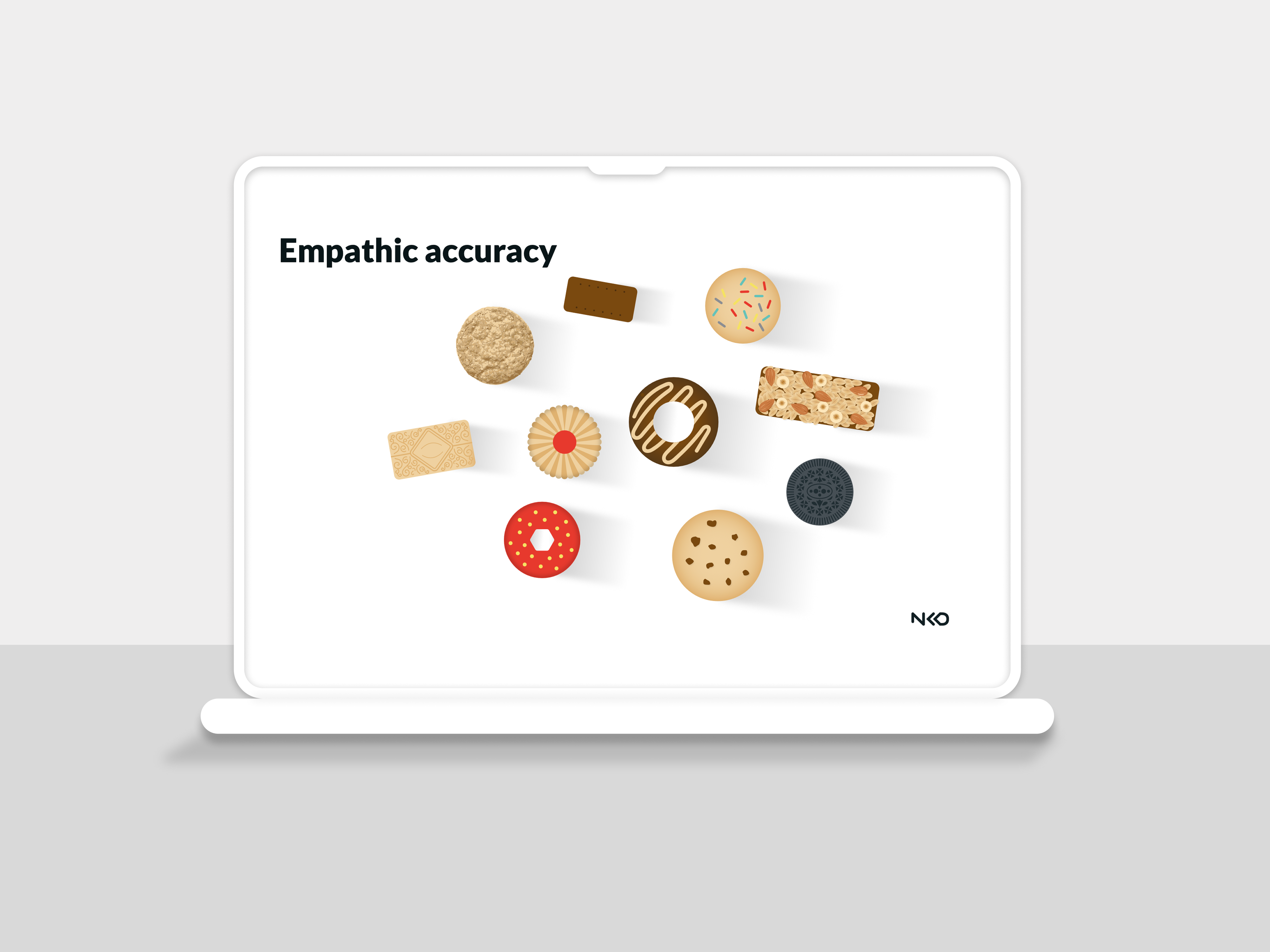 A macbook showing an assortment of sweet treats with Empathic accuracy as the title